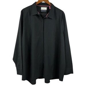 Modern Ambition Delightfully Technical Black Button Down Long Sleeve XXL